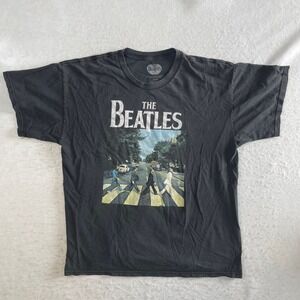 The Beatles Graphic T-Shirt XL Black Abbey Road Band Tee Short Sleeve Cotton